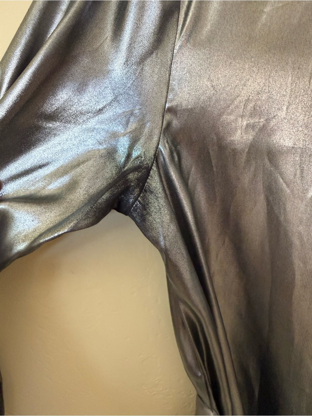 Urban Outfitters Metallic Silver Shirt Dress | Tie Waist Party Mini | Size M - Picture 9 of 9
